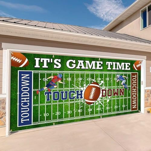 Football Garage Door Cover Banner Decorations, Football Field Themed Outdoor Extra Large Car Garage Door Murals Buddy Decorations 16 X 7 Ft - Image 4