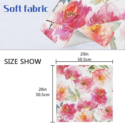 Pink Floral Cloth Napkins 20 X 20 Inch, Table Dinner Washable Napkins Set Polyester for Party Dinner Decoration,Set of 6 - Image 7