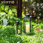 NUPTIO Lanterns Decorative Indoor Black, 9.5 & 13.8 inch Tall Lantern - Image 4