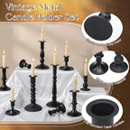 Mumufy 30 Pcs Matte Candlestick Holders, Metal Wedding Taper Candle Holders Vintage Candles Stand Set, Candle Stick Decor for Mantel Table Centerpiece Wedding Dining Table Decor Mantelpiece (Black) - Image 3