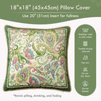Vintage Green Floral Pillow Cover 18x18, Paisley - Image 6