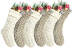 18" Khaki and Ivory Knit Christmas Stockings,6 Pack by Kunyida