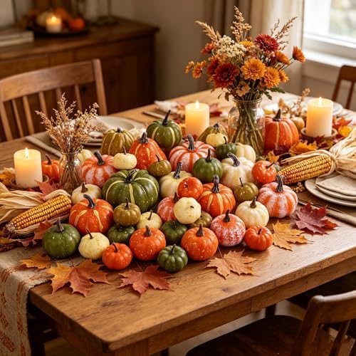 winemana 46 Pcs Artificial Pumpkins for Decorating Fall Decorations - Image 2