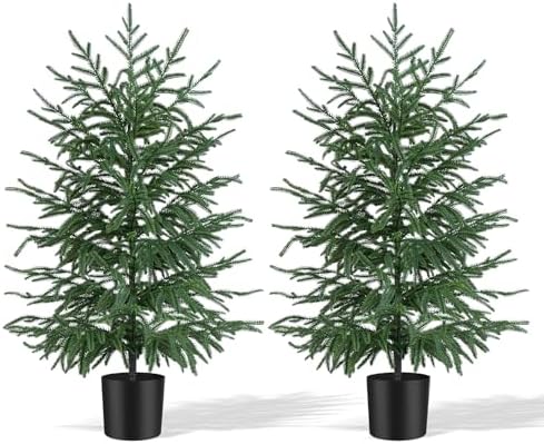 Grooy 2 Pack 3FT Artificial Norfolk Pine Tree with Pot by FEELTHENEWWORLD