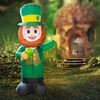 FUNPENY 4 Feet Inflatable St Patrick's Day Decoration, Blow Up Leprechaun with Green Hat and Lucky Clover in Hand for Indoor Outdoor Lawn Yard - Image 5