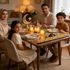22 Inch Ramadan Mubarak Table Decor Wooden Ramadan Mubarak Sign Islamic Tabletop Centerpiece Eid Mubarak Decoration for Home Indoor Ramadan Party Desktop Display - Image 5