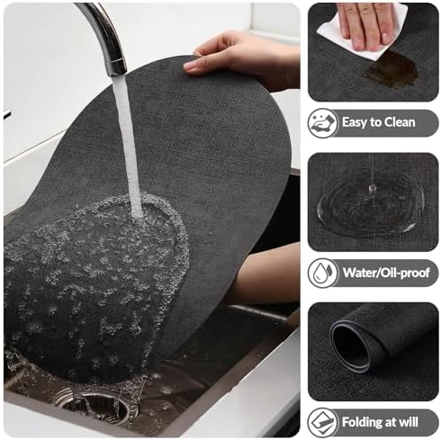 homing Heat Resistant Oval Placemats Set of 6, Dark Grey - Image 5