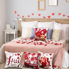 Hosuly 12 Pcs Valentines Day Throw Pillow Covers 18" x 18" Red White Love Kisses Hugs Throw Pillow Covers Valentines Day Decorative Cushion for Sofa Couch Bedroom Home Farmhouse Decorations - Image 4