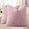 decorUhome Textured Chenille Throw Pillow Covers 26x26 Set of 2 Blush Pink by decorUhome