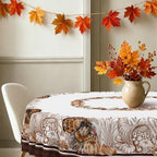 Oval Fall Tablecloth 60x120 Inch, Thanksgiving Autumn Harves Turkey Pumpkin Table Cloth, Waterproof Wrinkle Resistant Table Cover for Fall Decorations Decor - Image 2