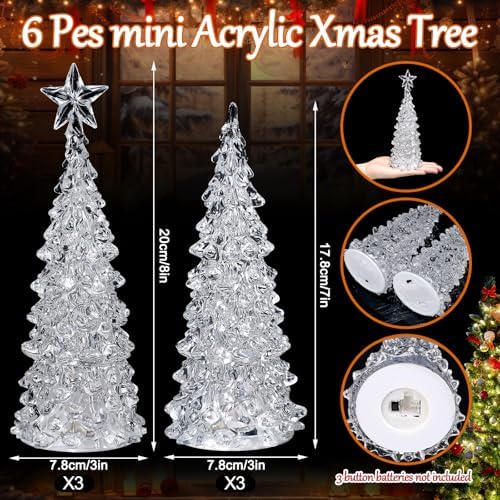 Glooglitter 6 Pcs Acrylic LED Christmas Tree,8'' - Image 2