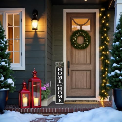 Welcome Sign for Front Porch, 45"×9" Home Sweet Home Sign Strength Durability, Outdoor Welcome Sign Wooden Frame Weight Light for Farmhouse Wall Hanging Decoration (White) - Image 3
