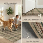 JTJ Easy Jute 2x6 Outdoor Runner Rug, Sage Green Plaid, Washable - Image 5