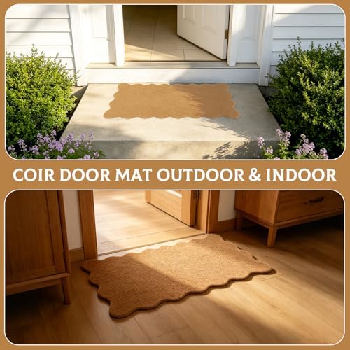 4 Pack Artificial Coir Doormats Scalloped 17 x 30 Inch, Blank Door Mats for Crafting with Non Slip Rubber Backing, Personalized Welcome Mat for DIY Painting, Entryway Porch Indoor Outdoor Door Rugs - Image 4
