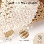 Placemats Set of 8 - Rattan Round Place Mats & 11.8” x 17” Cotton Braided Placemat for Dining Table Setting, Rustic Farmhouse Boho Wedding Decor, Wicker Woven Charger Dinner Plates, 16Pcs - Image 5
