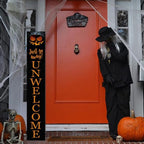 Happy Halloween Unwelcome Sign for Front Door Boo Halloween Wooden Standing For Patio Holiday Standing Go Away Signs Halloween Pumpkin Decorations for Porch 48"×8" - Image 5