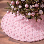 Civaner 48in Pink Gingerbread Christmas Tree Skirt Faux Fur by Civaner