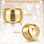 Lallisa 100 Pcs Gold Napkin Rings Bulk Metal Classic Brass Napkin Ring Holders Elegant Farmhouse Cloth Table Decorations for Tea Wedding Anniversary Birthday Dinners Party Supplies - Image 2