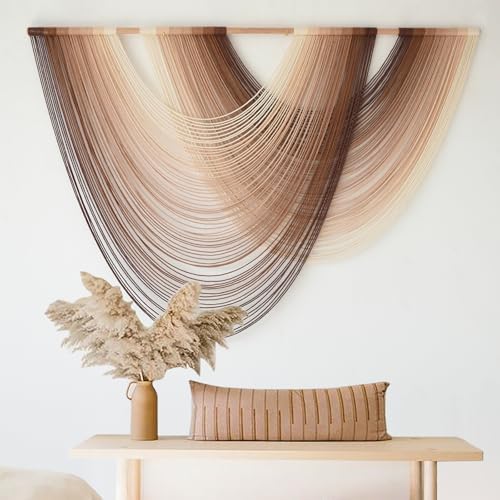 Macrame Wall Hanging Dip Dyed Large Boho Brown Fiber Wall Art 57"W*39"L - Image 4
