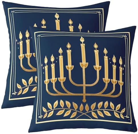 Erosebridal Hanukkah Throw Pillow Covers 24X24 Set of 2 for Couch Bed Sofa Decor, Festival Holiday Theme Pillow Covers, Spiritual Gifts for Mom Sister Friends Decorative Cushion Cases by Erosebridal