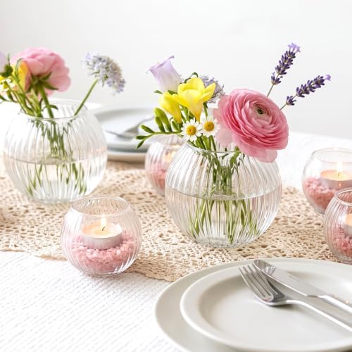 24 Pack Glass Bubble Vases Bulk, Small Flower Bud Vases Bulk - Image 2