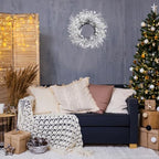 20 Inch Snow Flocked White Berry Winter Wreath with Twig & Leave- Artificial Christmas Wreaths for Front Door Porch Wall Window Porch Fireplace Outdoor Décor - Image 4