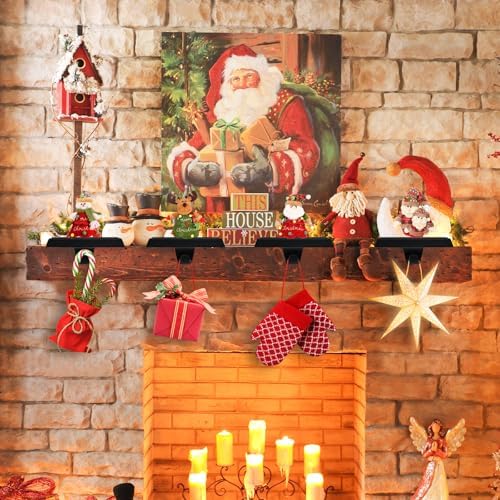 Christmas Stocking Holder Bases for Mantle, Anti-Slip Black Christmas Stocking Hangers Set of 4, Metal Stocking Hanging Hooks for Christmas Fireplace Mantel Xmas Holiday Decorations - Image 5