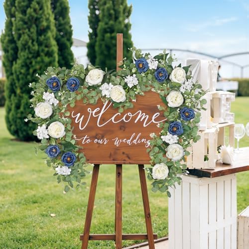 2 Pack 6.2Ft Blue White Flower Garland Artificial Eucalyptus Flower Garland - Image 4