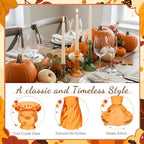 Mumufy 12 Pcs Thankgiving Glass Candle Holders Clear Amber 0.8 in - Image 3