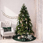 Skylety 48'' Christmas Tree Skirt Rug Embossing Xmas Tree Skirt, Green - Image 5