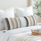 NUYECY Chenille and Cotton Long Pillow for Bed,Striped Textured Boho Long Lumbar Throw Pillow Cover 16x36,Neutral Accent Decorative Extra Long Body Pillow Case for Couch Sofa Bedroom,Khaki - Image 5