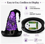 Halloween Witch Hat Snow Globe Lantern with Swirling Glitter, Purple Light - Image 5