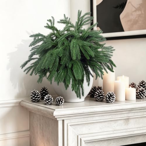 Rowfad 24 Pcs Artificial Norfolk Pine Branches Faux Christmas Stems (24) - Image 2