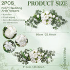 Suncalla 2 Pcs Artificial Peony Eucalyptus Floral Swag for Arch,White - Image 2