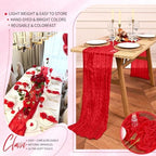 18 Pack Cheesecloth Table Runner 10FT Red Table Runner Boho Gauze Cheese Cloth Table Runners Long Rustic Sheer Table Decorations for Wedding Party Baby Bridal Shower Birthday Holiday Home - Image 5