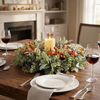 20-22" Fall Eucalyptus Wreath with Pumpkin, Front Door Farmhouse Home Decor - Image 4