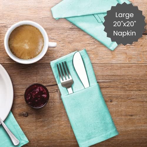 Cotton Clinic Cloth Dinner Napkins - Perfect Everyday Use Table Napkins - Soft Durable Washable - Ideal for Party Wedding Christmas Easter - Set of 12-20x20 inches Aqua Blue Napkins - Image 4