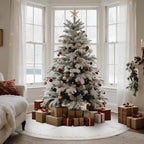 HyDren 84 inch Velvet Christmas White Tree Skirt (Classical Style) - Image 6