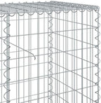 vidaXL Gabion Basket/Cage with Cover - Galvanized Iron - 157.5"x19.7"x39.4" for Outdoor Landscaping, Retaining Walls, Privacy Screens, and Garden Features - Easy Tool-Free Assembly - Image 7