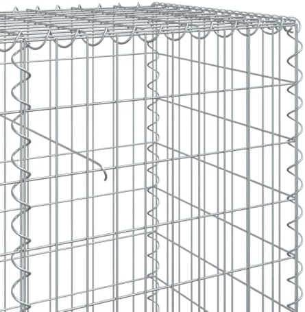 vidaXL Gabion Basket/Cage with Cover - Galvanized Iron - 157.5"x19.7"x39.4" for Outdoor Landscaping, Retaining Walls, Privacy Screens, and Garden Features - Easy Tool-Free Assembly - Image 7