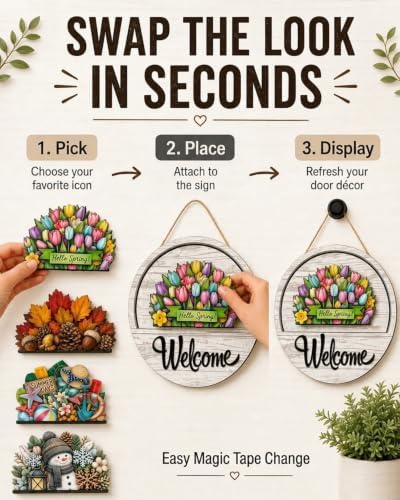 16 PCS Interchangeable Welcome Sign for Front Door Every Season Decoration - Image 4
