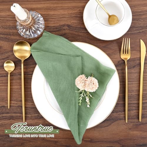 100 Pieces Cloth Napkins Sage Green Dinner Cheesecloth Napkins for Wedding,Wrinkled Cloth Napkins Bulk for Home Party Rustic Table Decoration, 17 x 17 Inch - Image 6