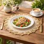 Beaded Placemats for Dining Table Ivory Gold -Set of 2 13 Inches Beaded Placemats Round for Gathering, Thanksgiving - Occasional Decoration and Family Parties Celebrations - Image 3