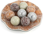 Suclain Centerpiece Bowl and Decorative Balls Set 8 Pcs Table Mosaic Plate with 2.4 Inch Glass Mosaic Orbs Glass Turquoise Tray and Spheres for Centerpiece Table Home Vases Decor(Khaki Light Brown) by Suclain