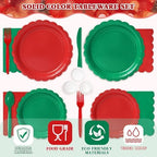 Vyntra 350 Pcs Red and Green Paper Plates and Napkins Party Supplies - Image 4