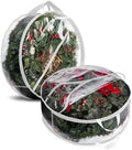 ProPik Christmas Wreath Storage Bag - 2 Pack Artificial Christmas Wreath Storage Container- Garland Holiday Wreath Storage Holder –Water Proof Transparent Clear PVC - with Handles (White, 48 Inch) by ProPik