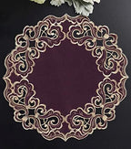 Decozen Set of 12 Doilies for Table, Lace Doilies - Rustic, Crochet, Farmhouse, Kitchen, Dining Table Centerpiece Decor - Round Christmas Placemats for Home 15 inch Gold Plum, The Granada Collection - Image 6