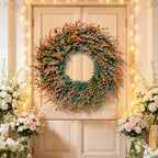 Fall Wreath for Front Door 26 inch Eucalyptus Leaves UV Resistant - Image 5