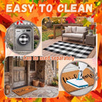 Moucuny 2 Pcs Fall Front Door Mat Pumpkin Welcome Mat Outdoor, Non-Slip - Image 4