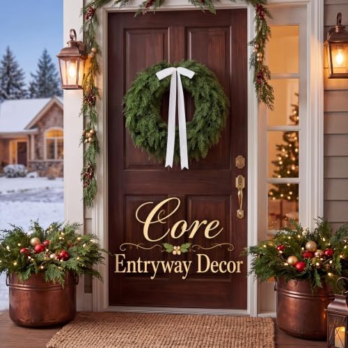 Jutom 1 Pack 22" Artificial Christmas Cedar Wreath with Soft Leaves & Ribbon, Realistic Cedar Wreath, Winter Greenery Pine Wreaths for Front Door, Wall, Window, Indoor Outdoor - Image 5